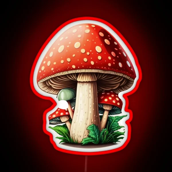 Cute Aminita Muscaria Mushroom RGB Neon Sign