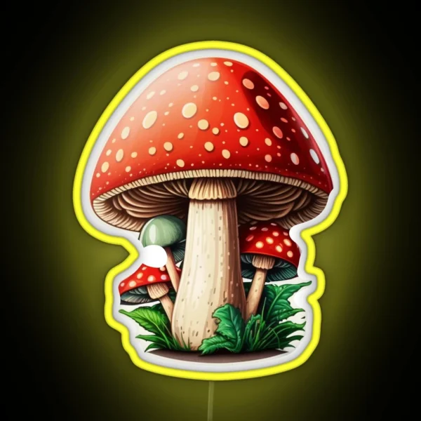 Cute Aminita Muscaria Mushroom RGB Neon Sign