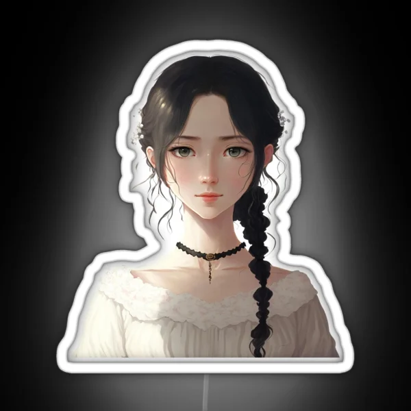 Cute Anime Braided Hair Girl RGB Neon Sign