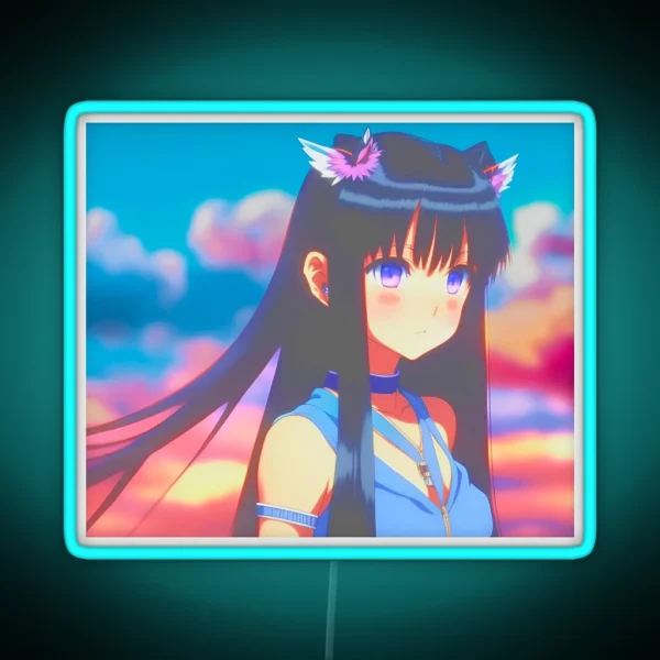 Cute Anime Girl 20s Style RGB Neon Sign