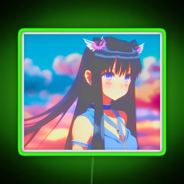 Cute Anime Girl 20s Style RGB Neon Sign