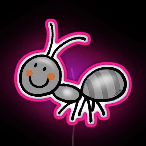 Cute Ant Cartoon RGB Neon Sign