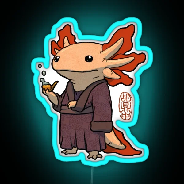 Cute Axolotl Philosopher RGB Neon Sign