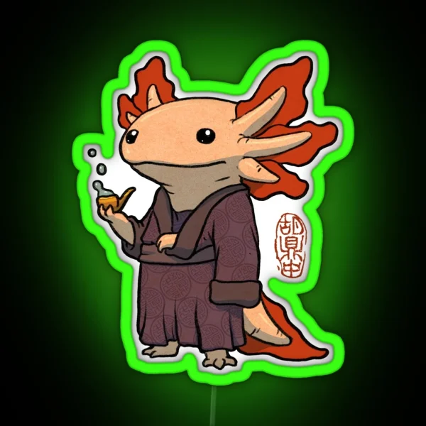 Cute Axolotl Philosopher RGB Neon Sign