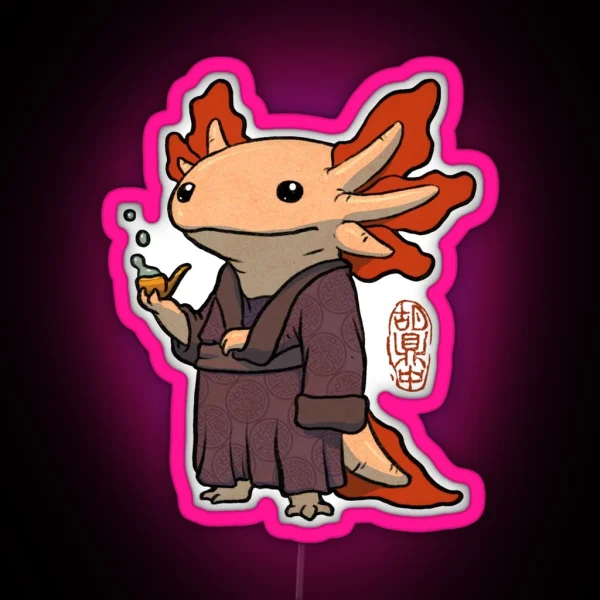 Cute Axolotl Philosopher RGB Neon Sign