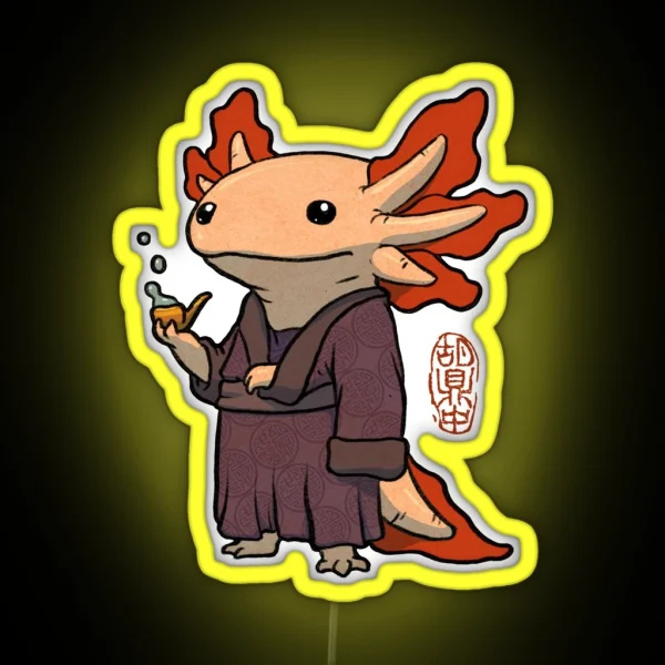Cute Axolotl Philosopher RGB Neon Sign