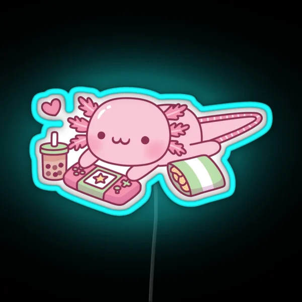 Cute Axolotl Relax Gamer RGB Neon Sign