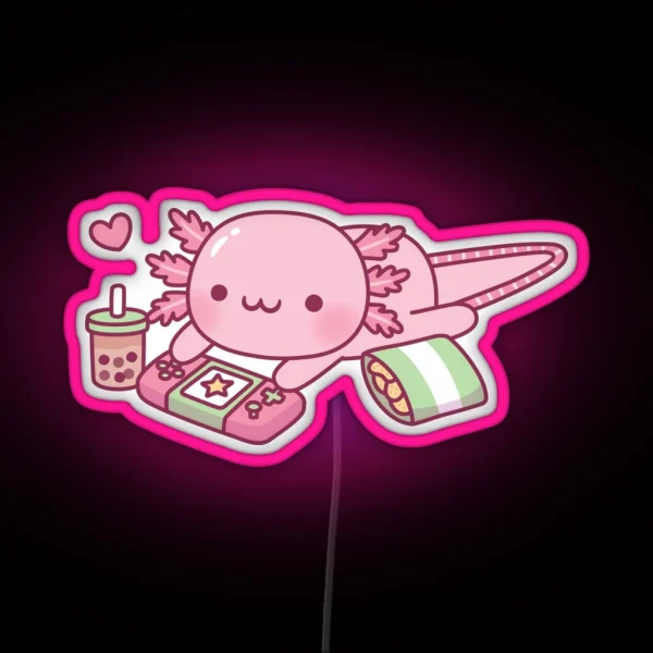 Cute Axolotl Relax Gamer RGB Neon Sign