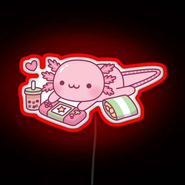 Cute Axolotl Relax Gamer RGB Neon Sign