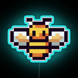 Cute Bee Pixel Art RGB Neon Sign