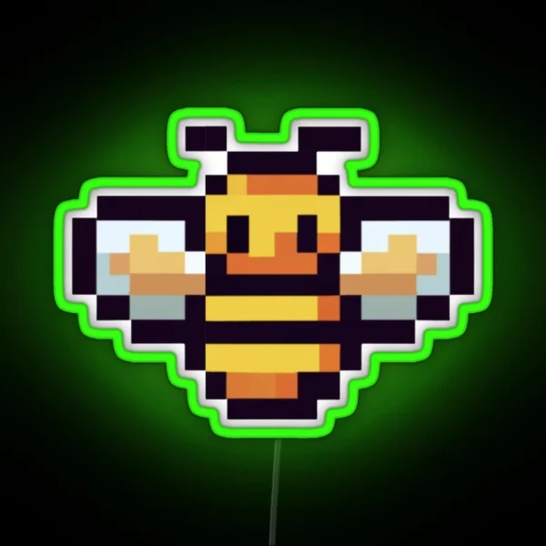 Cute Bee Pixel Art RGB Neon Sign