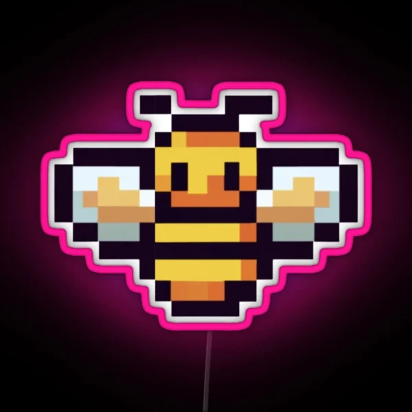 Cute Bee Pixel Art RGB Neon Sign