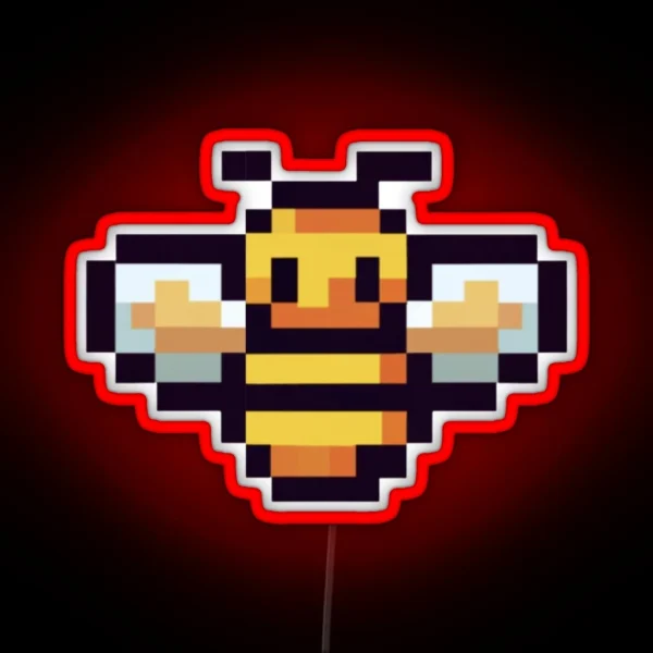 Cute Bee Pixel Art RGB Neon Sign