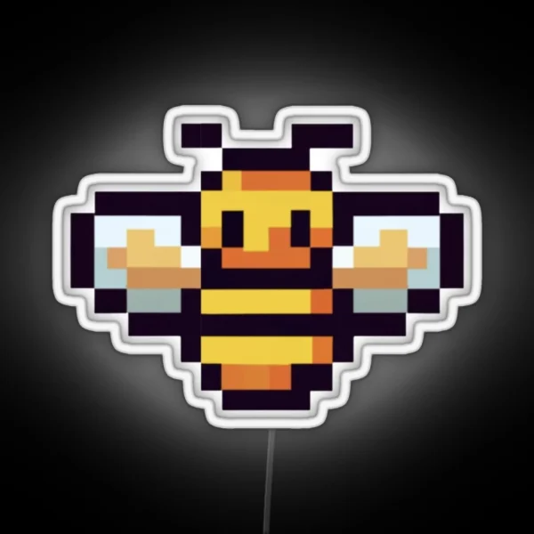 Cute Bee Pixel Art RGB Neon Sign