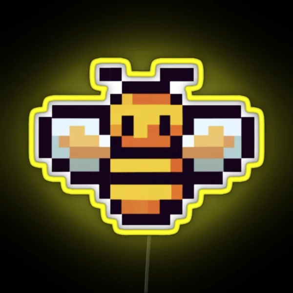 Cute Bee Pixel Art RGB Neon Sign