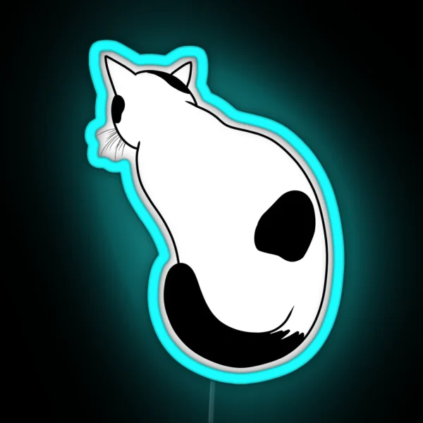Cute Black And White Cat RGB Neon Sign