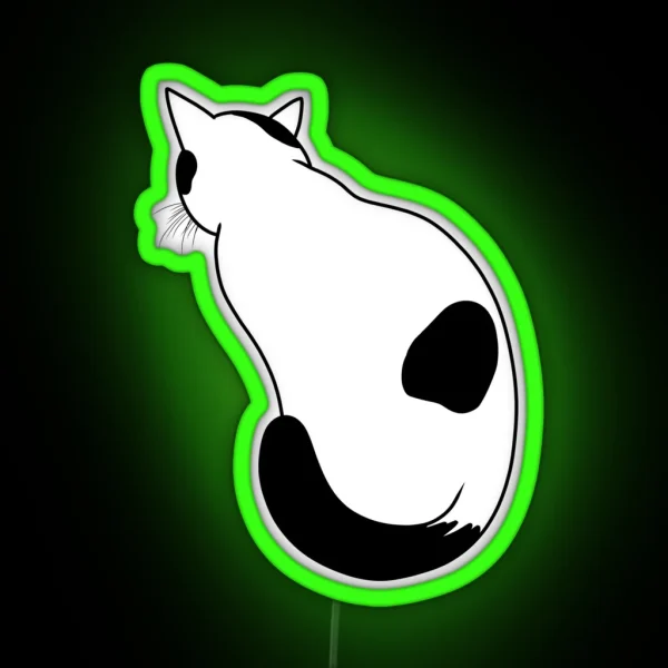 Cute Black And White Cat RGB Neon Sign