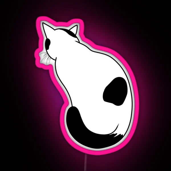 Cute Black And White Cat RGB Neon Sign