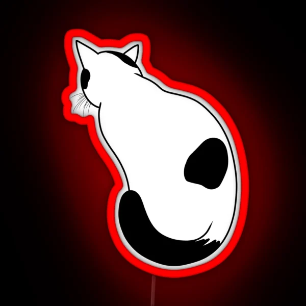 Cute Black And White Cat RGB Neon Sign