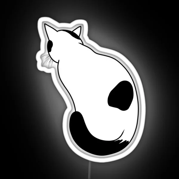 Cute Black And White Cat RGB Neon Sign
