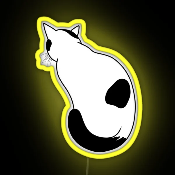Cute Black And White Cat RGB Neon Sign