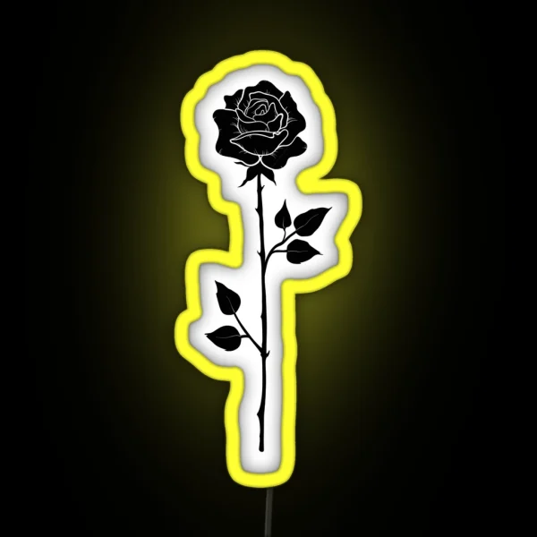 Cute Black And White Rose Led RGB Neon Sign