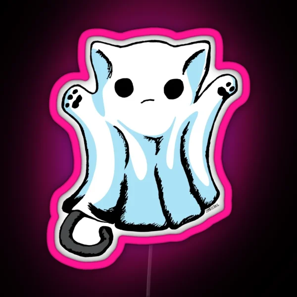 Cute Boo Ghost Cat Halloween RGB Neon Sign