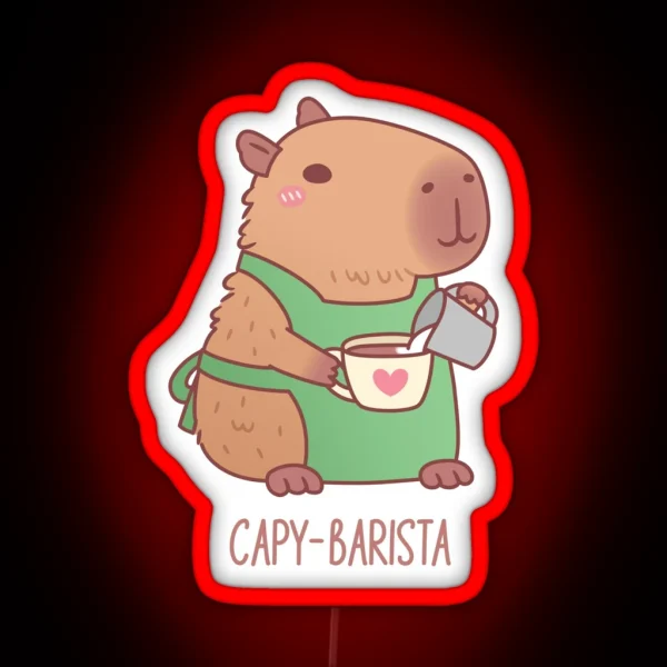 Cute Capybara Barista Making Coffee RGB Neon Sign