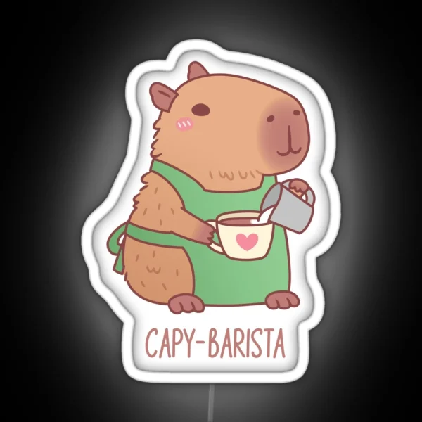 Cute Capybara Barista Making Coffee RGB Neon Sign