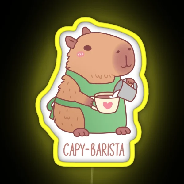 Cute Capybara Barista Making Coffee RGB Neon Sign