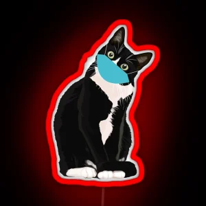 Cute Cat Wearing Surgical Mask RGB Neon Sign