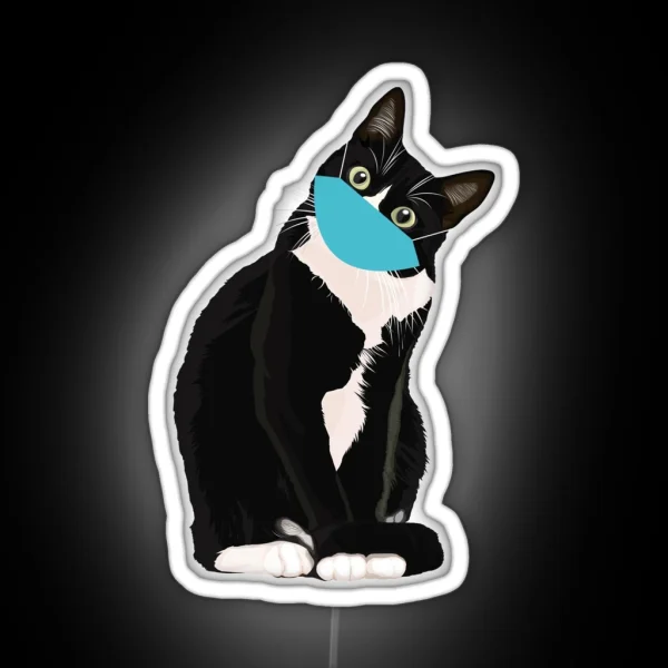 Cute Cat Wearing Surgical Mask RGB Neon Sign