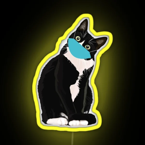 Cute Cat Wearing Surgical Mask RGB Neon Sign