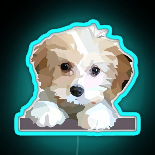 Cute Cavachon Dog RGB Neon Sign