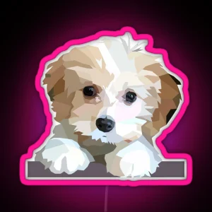 Cute Cavachon Dog RGB Neon Sign
