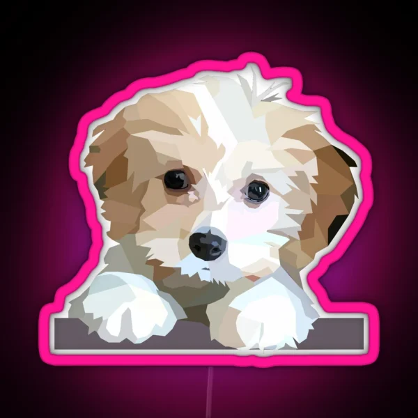 Cute Cavachon Dog RGB Neon Sign