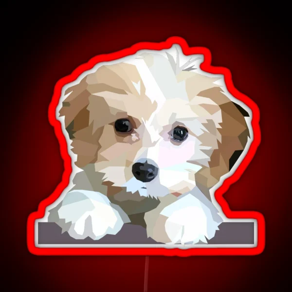 Cute Cavachon Dog RGB Neon Sign