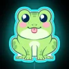 Colorful Cute Chibi Green Amphibian RGB Neon Wall Decor Sign
