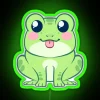 Whimsical chibi frog LED sign with colorful neon RGB glow.