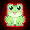 Hand-painted chibi frog RGB neon sign adds whimsy charm ambiance.