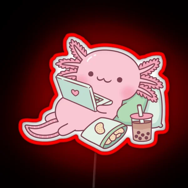 Cute Chilling Axolotl RGB Neon Sign