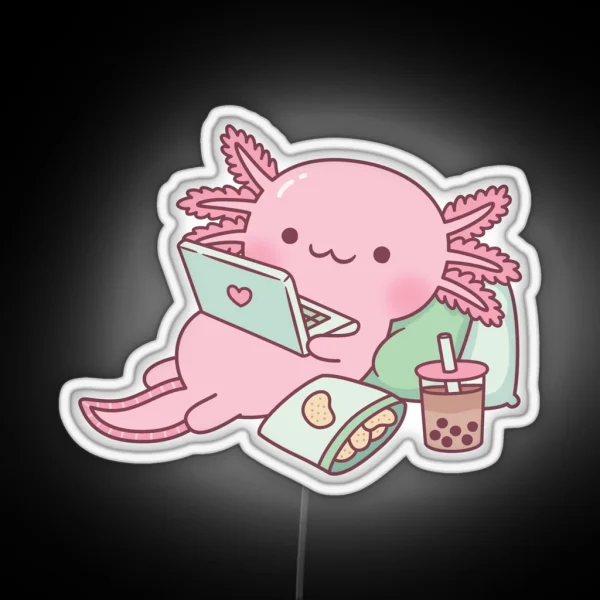 Cute Chilling Axolotl RGB Neon Sign