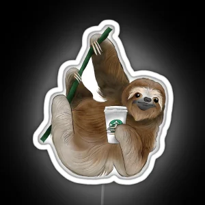 Cute Coffee Sloth RGB Neon Sign