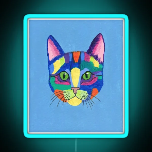 Cute Colorful Cat Art RGB Neon Sign