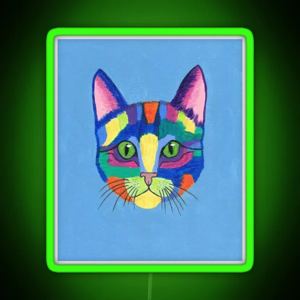 Cute Colorful Cat Art RGB Neon Sign