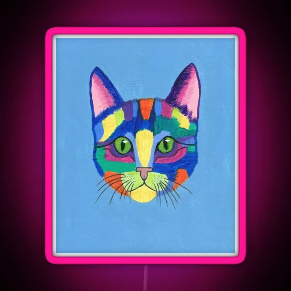 Cute Colorful Cat Art RGB Neon Sign