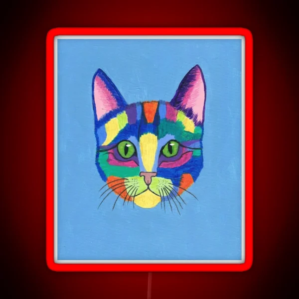 Cute Colorful Cat Art RGB Neon Sign