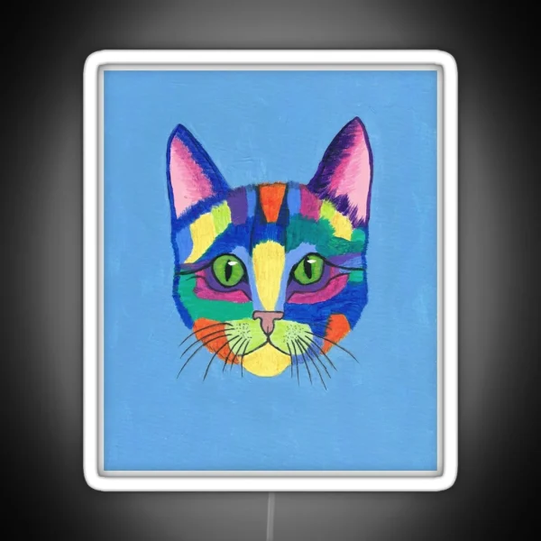 Cute Colorful Cat Art RGB Neon Sign