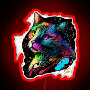 Cute Colorful Cat Lover Unique Kitty Painting Art RGB Neon Sign