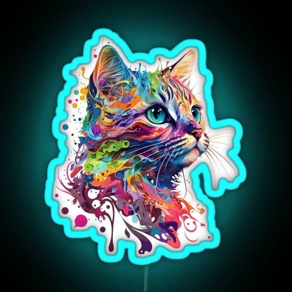 Cute Colourful Cat RGB Neon Sign